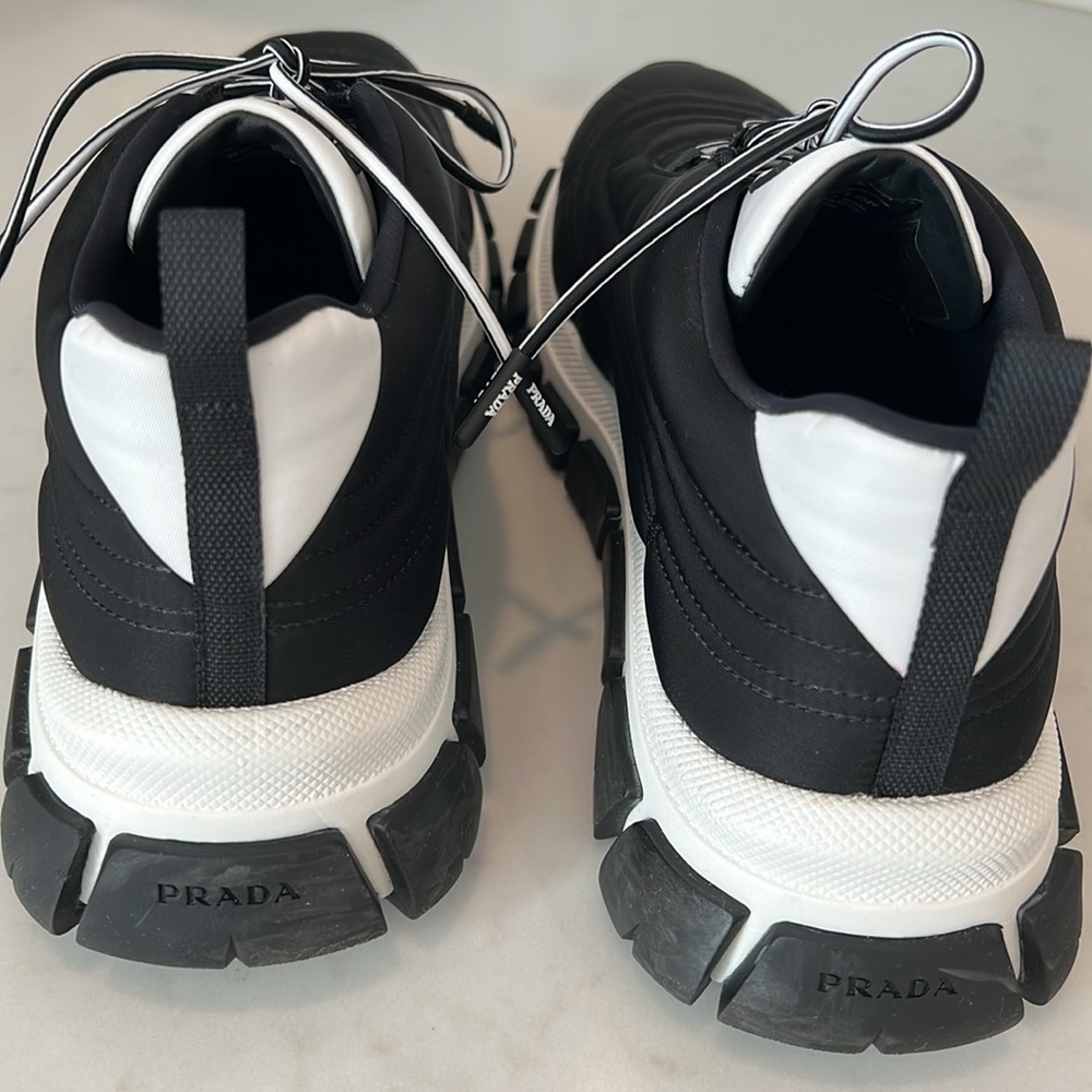 Prada Re-Nylon Gabardine Women’s Rush Sneakers 9 Black White - Picture 5 of 7